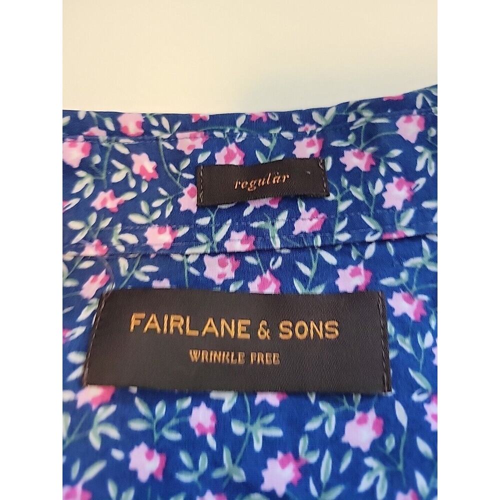 Fairlane & Sons 100% Cotton Blue Tiny Floral Long Sleeve Button Up Shirt Mens XL - Picture 10 of 12